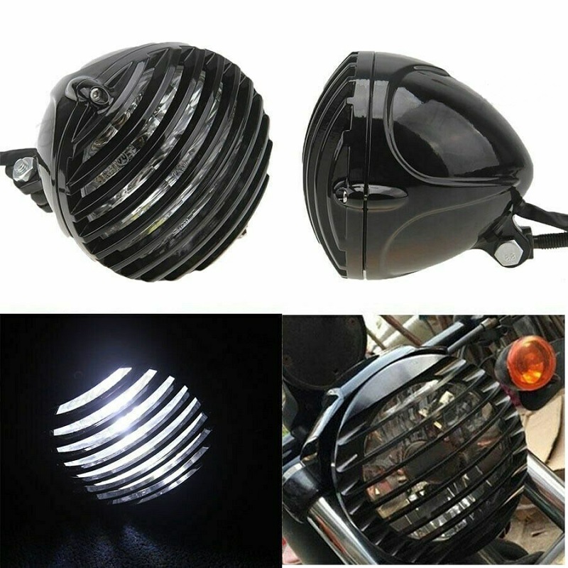 オートバイグリルヘッドライトブラケット付きレトロオートバイヘッドライトカフェレーサーボバー XS650 CB750 XL TRI ヴィンテージフロントライト