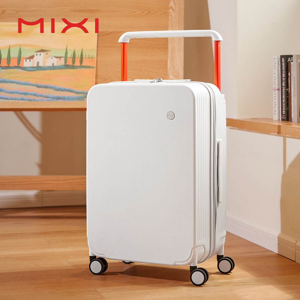 Mixi ワイドハンドル トラベル トロリー ケース 20 インチ 荷物 PC ハードシェル キャリーオン ケース 大容量 スピナー スーツケース TSA ロック付き