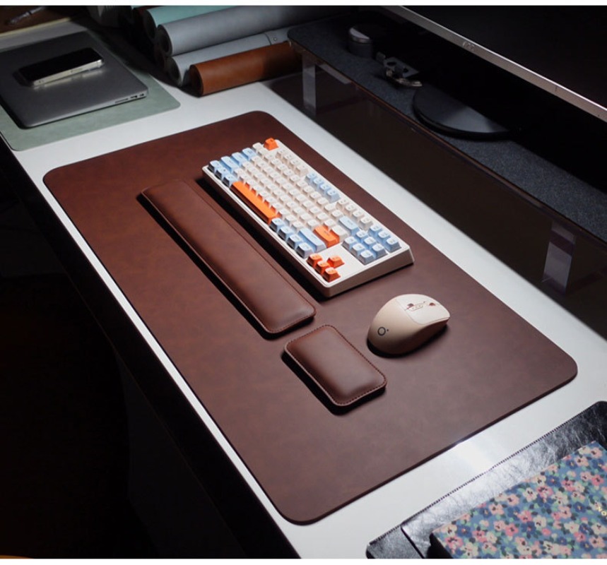 リストパッドレスト キーボードガード 3 枚デスクパッド防水 PU マウスパッド大型マウスパッドラップトップノンスリップデスクマットマウスマット