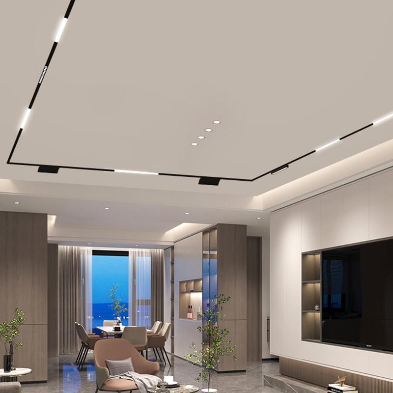 Tuya Dimmalbe LED トラックライト左官埋め込みレールトラック照明器具衣料品店リビングルームホーム (2 列)