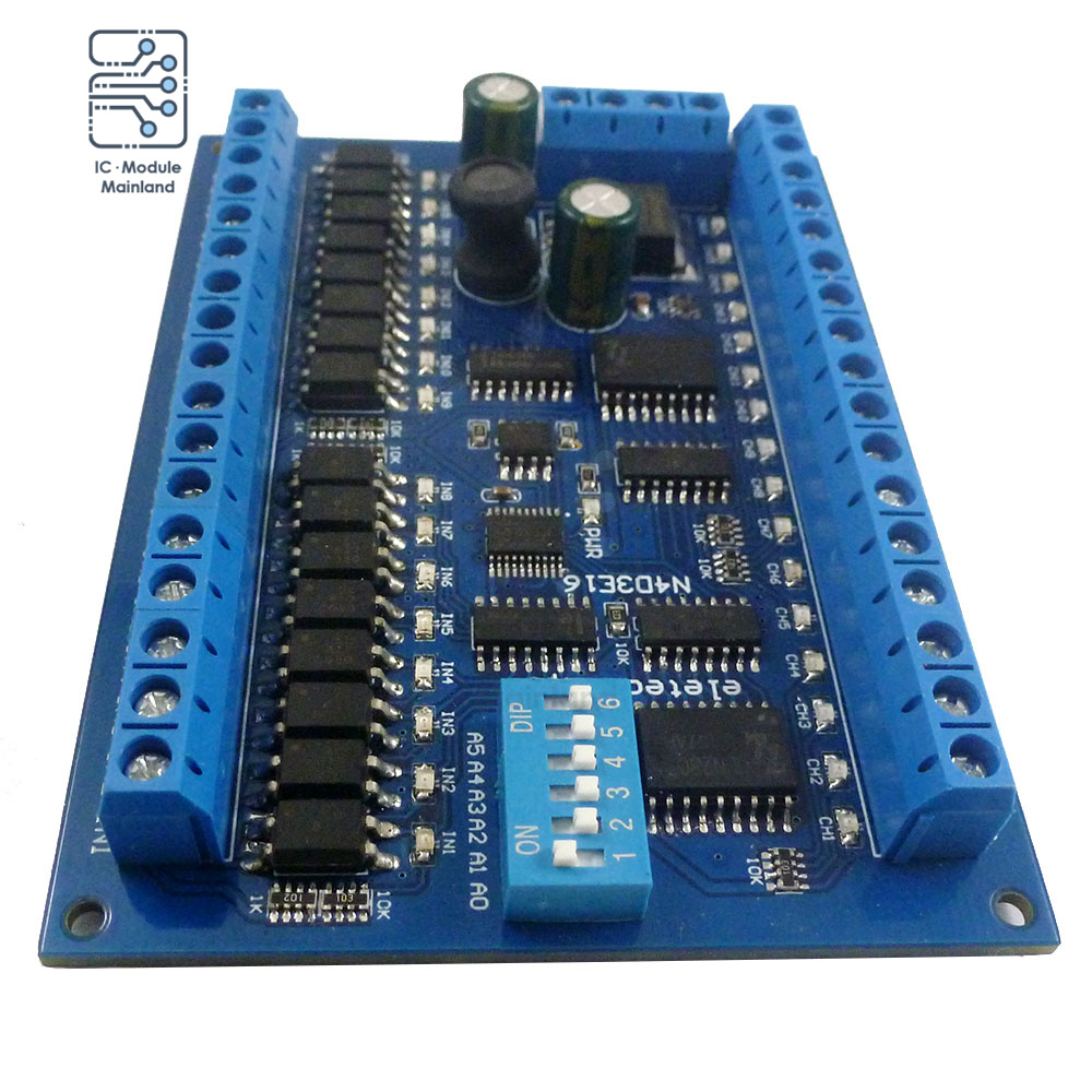 DC 12V 24V 16 入力 16 出力 RS485 リモートコントロールスイッチ PLC IO 拡張ボード 03 06 16 Modbus RTU モジュール