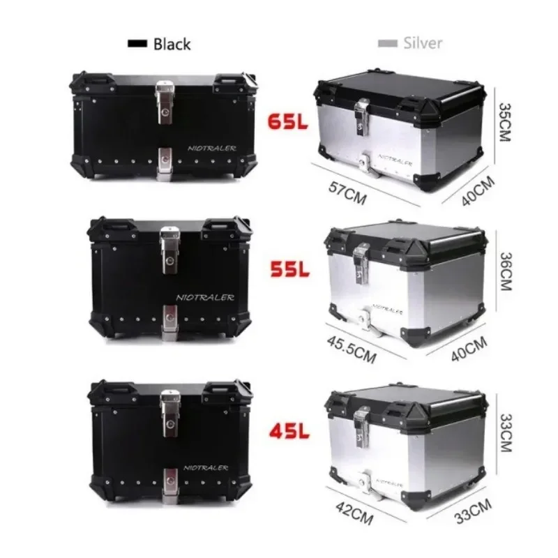 65L 55L 45L オートバイのトランクヘルメットボックストップケーステールリア荷物収納ツールケースロック反射性裏地付き