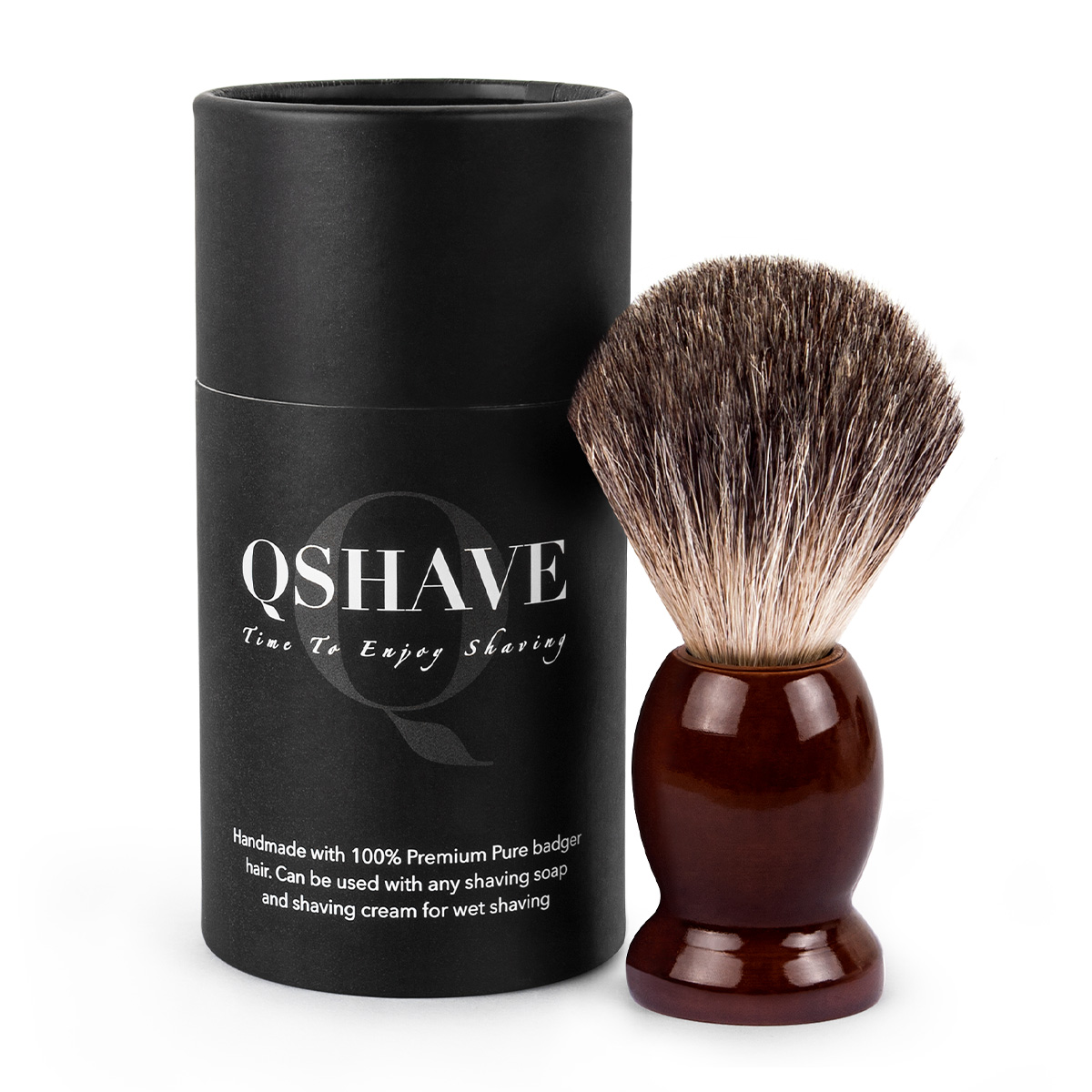 Qshave マン純粋なアナグマ毛シェービングブラシ木材 100% かみそりダブルエッジ安全ストレートクラシック安全かみそりブラシ
