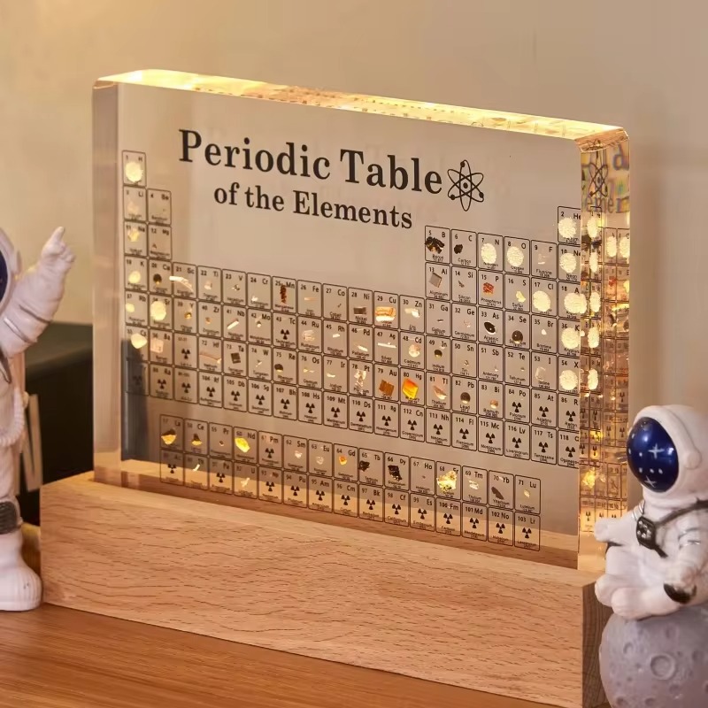 アクリル製元素周期表メンデレーエフ金庫付き周期表フィギュアディスプレイ科学装飾品部屋装飾デスクアクセサリー