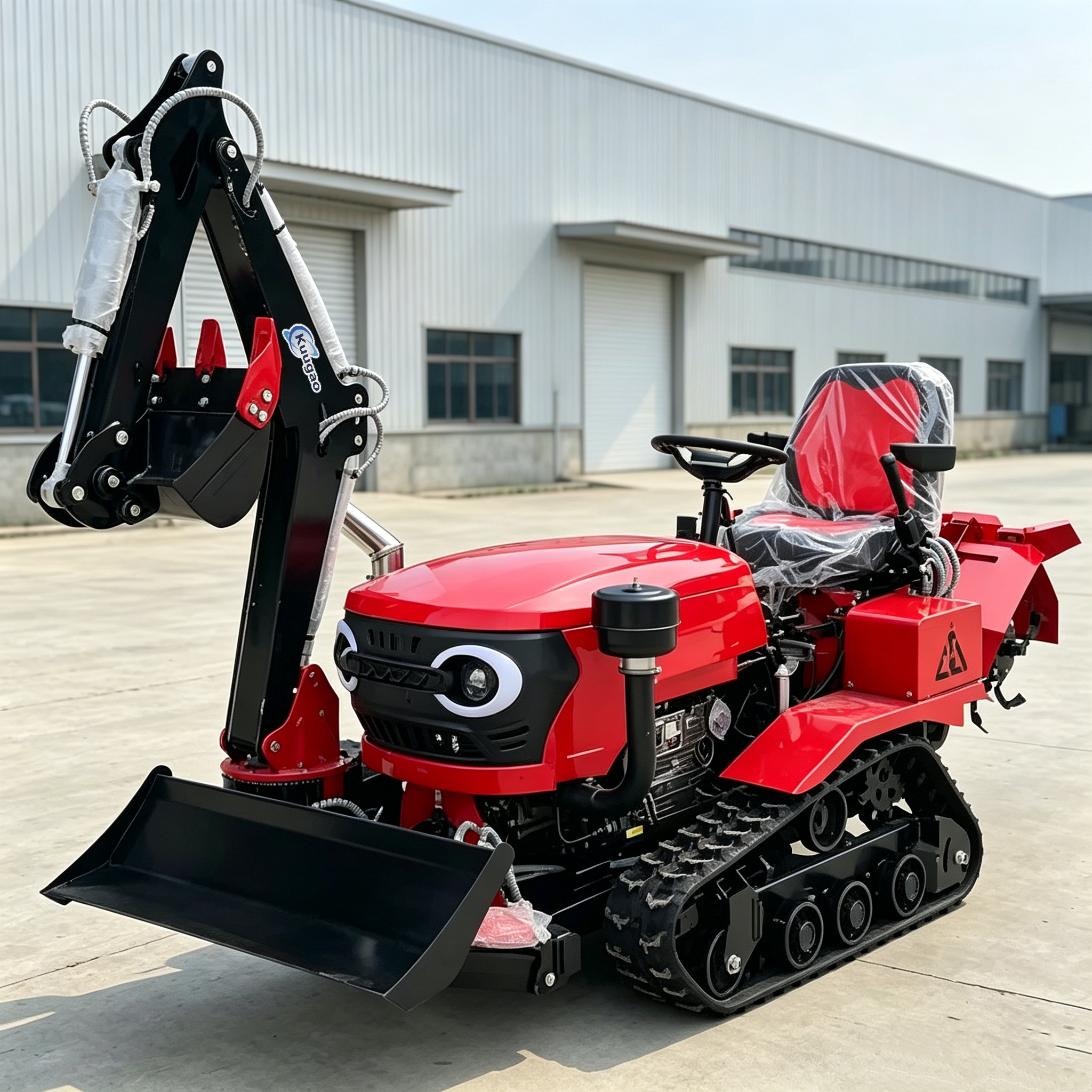 農業用クローラートラクター 35HP 乗用ロータリーティラー フロントローダー付き 25HP 30HP 50HP トラック 小規模農場庭園栽培用