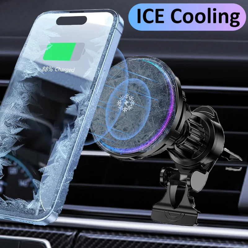 氷冷却磁気ワイヤレス車の充電器急速充電ステーション iPhone 17 16 15 14 13 プロマックス MacSafe 自動車電話ホルダースタンド
