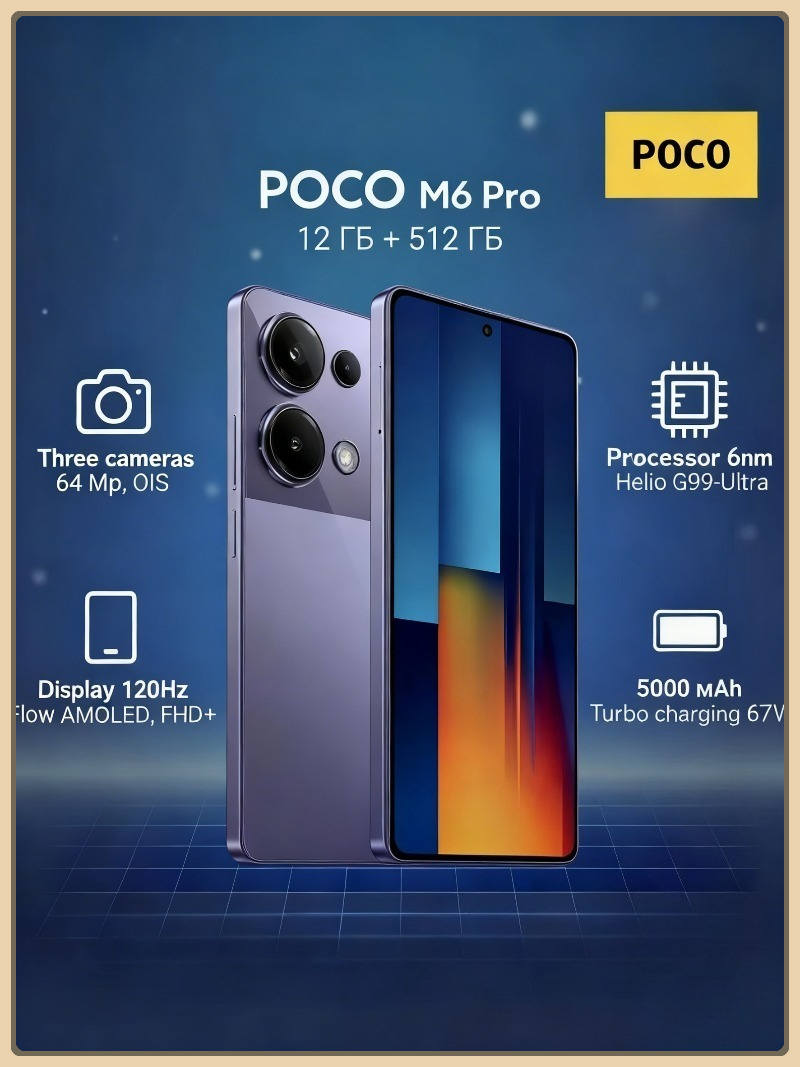 POCO M6 Pro 携帯電話 MediaTek Helio G99-Ultra 6.67 インチ FHD ディスプレイ 5000mAh バッテリー 67W ターボ充電 3.5mm ジャック スマートフォン