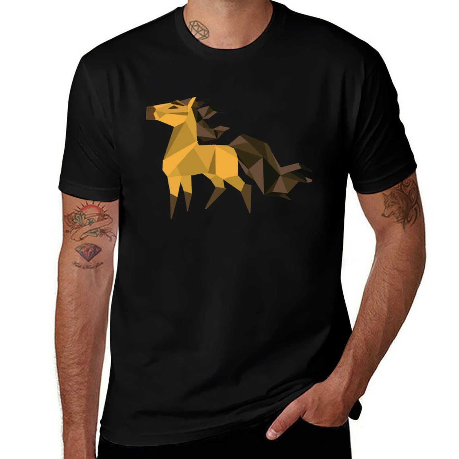 シマロンの精霊種牡馬 ローポリ(Spirit) Tシャツ シンプル カジュアル 半袖 コットン Tシャツ