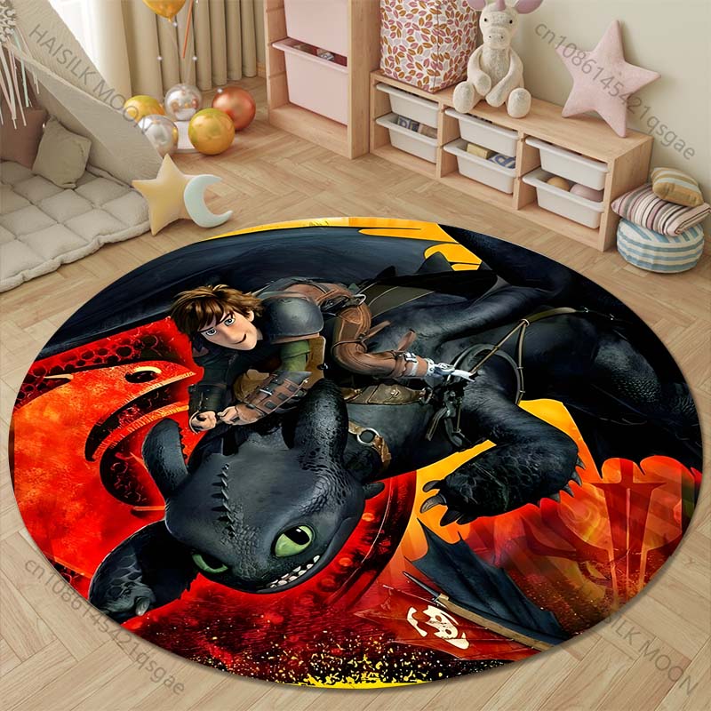 Multiple Sizes How T0 Train Your D-Dragon Print Round Rugs Carpet for Living Room Bedroom Kids Room Bath Chair Mat Home Decor