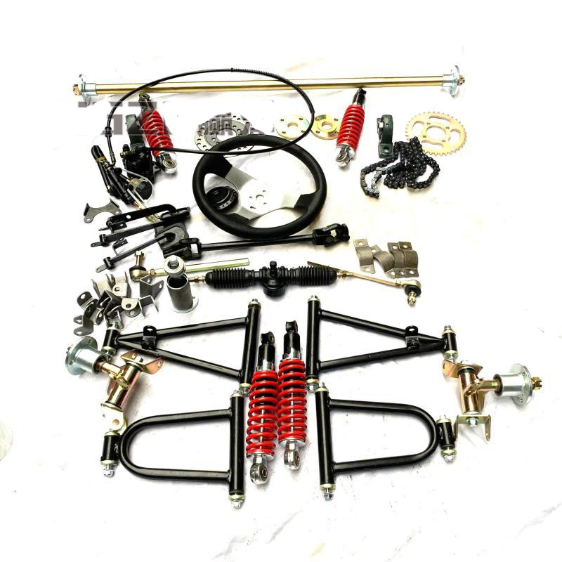 ゴーカートカート ATV UTV 1 メートルリアアクスルステアリングギアラックピニオンタイロッドステアリングホイールブレーキポンプ制御スイングアーム