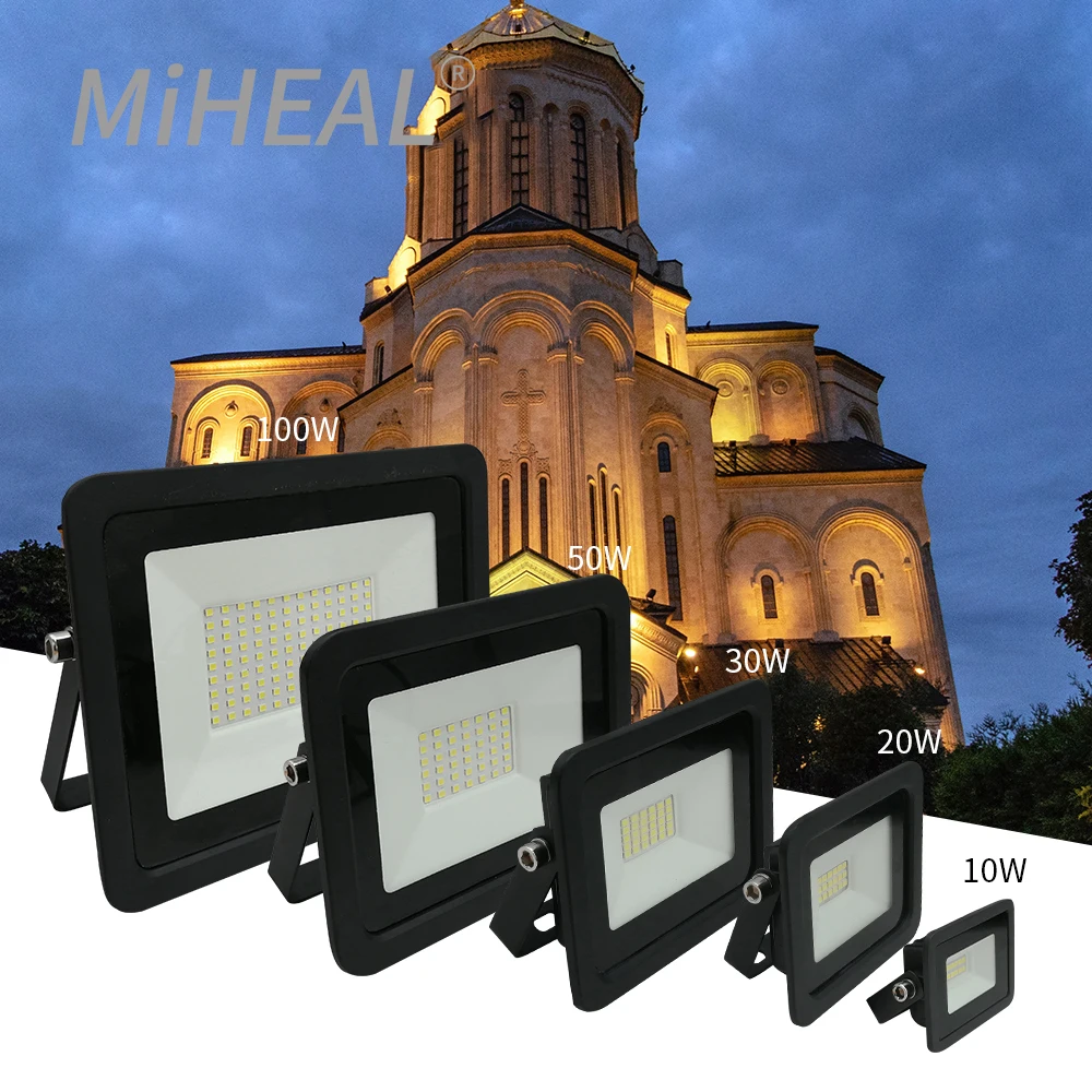 10 ワット 20 ワット 30 ワット 50 ワット 100 ワット LED 工業用照明 110 V/220 V 屋外セキュリティ風景投光器壁ランプスポットライト IP68 ワークランプ