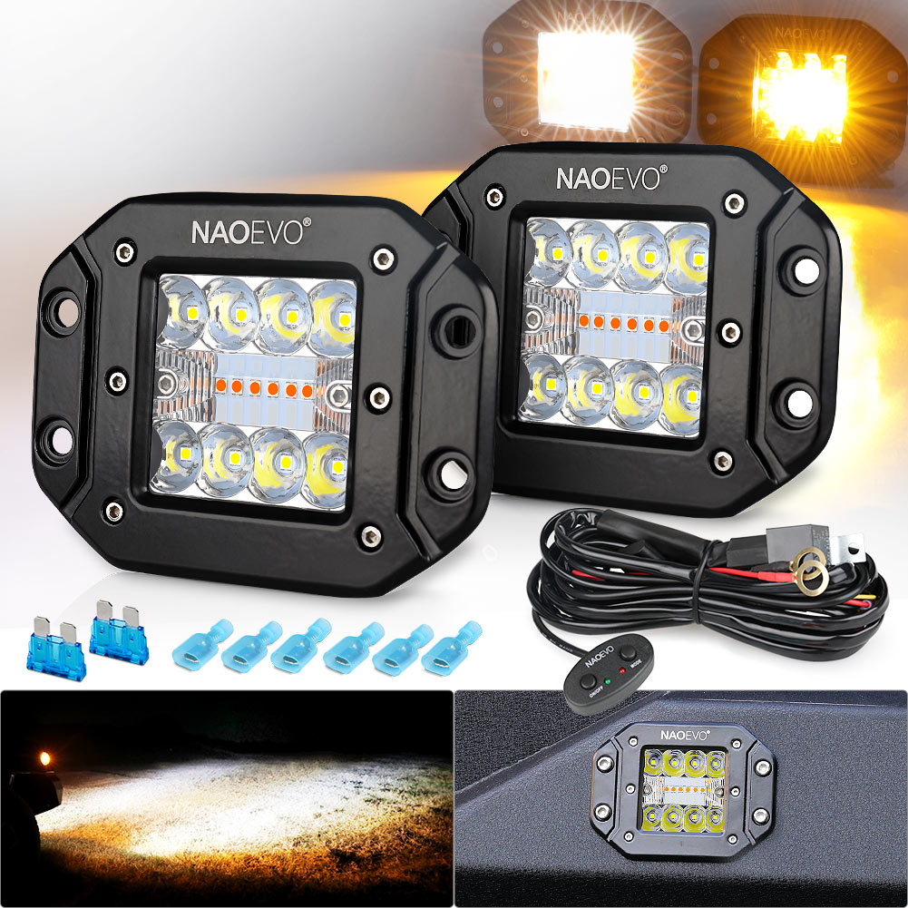 NAOEVO 5 インチ 70 ワットフラッシュマウント LED ワークライトバードライブオフロードスポットビーム LED ポッドドライビングフォグライト自動車トラックジープ SUV