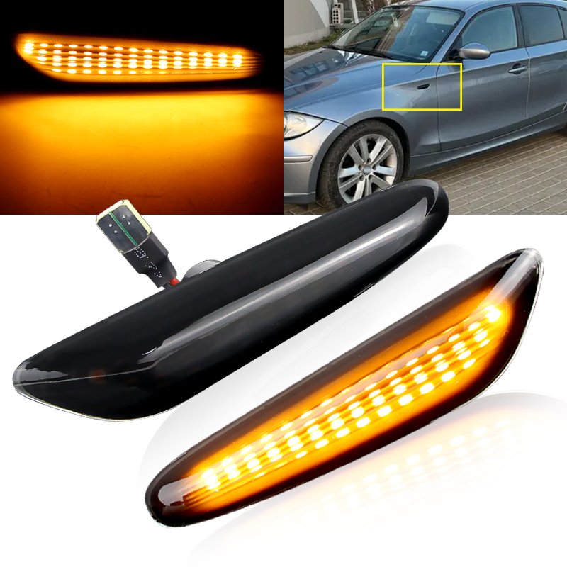 2pcs CANbus smoke LED side marker light indicator turn signal light for BMW 5 series E60 E61 2004-2010 E82 E88 E90 E91 E92 E83