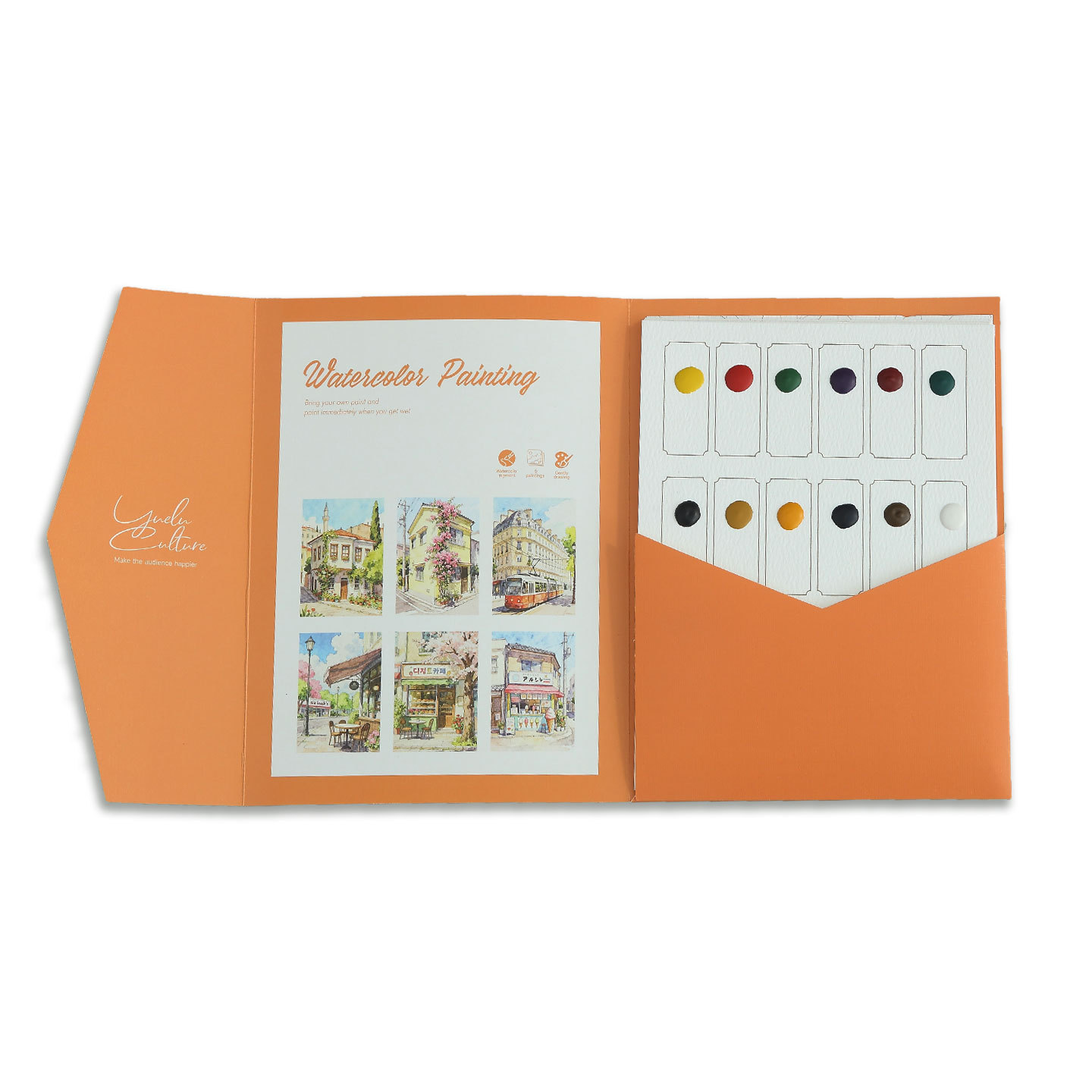 水彩塗り絵 12 固形顔料セット DIY 画用紙 大人のストレス解消画材