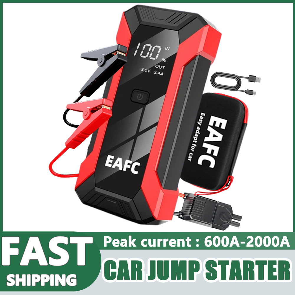EAFC ジャンプスターター電源銀行 2000A/600A 12V ポータブル車バッテリースターター緊急自動ブースター始動装置ジャンプスタート