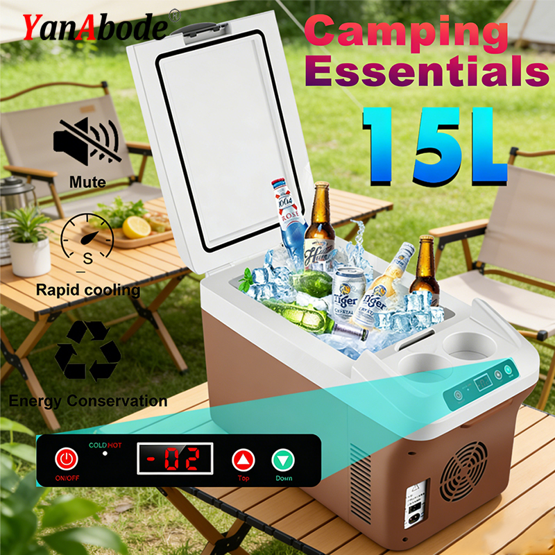 YanAbode 15L ポータブルミニ冷蔵庫家庭用サイレント急速冷却省エネコンパクト冷蔵庫ホームオフィス用