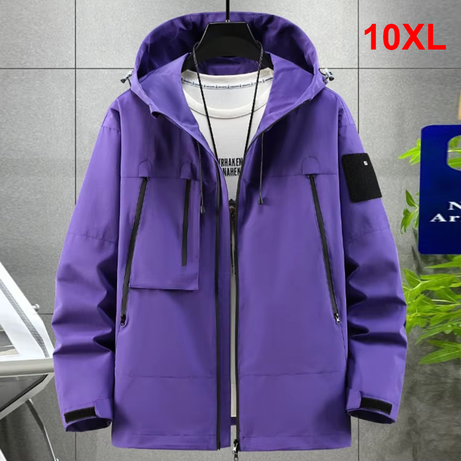 パープルキャンプジャケット男性 10XL プラスサイズ防水ウインドブレーカージャケットカーゴコート男性ファッションカジュアルアウタービッグサイズ 10XL