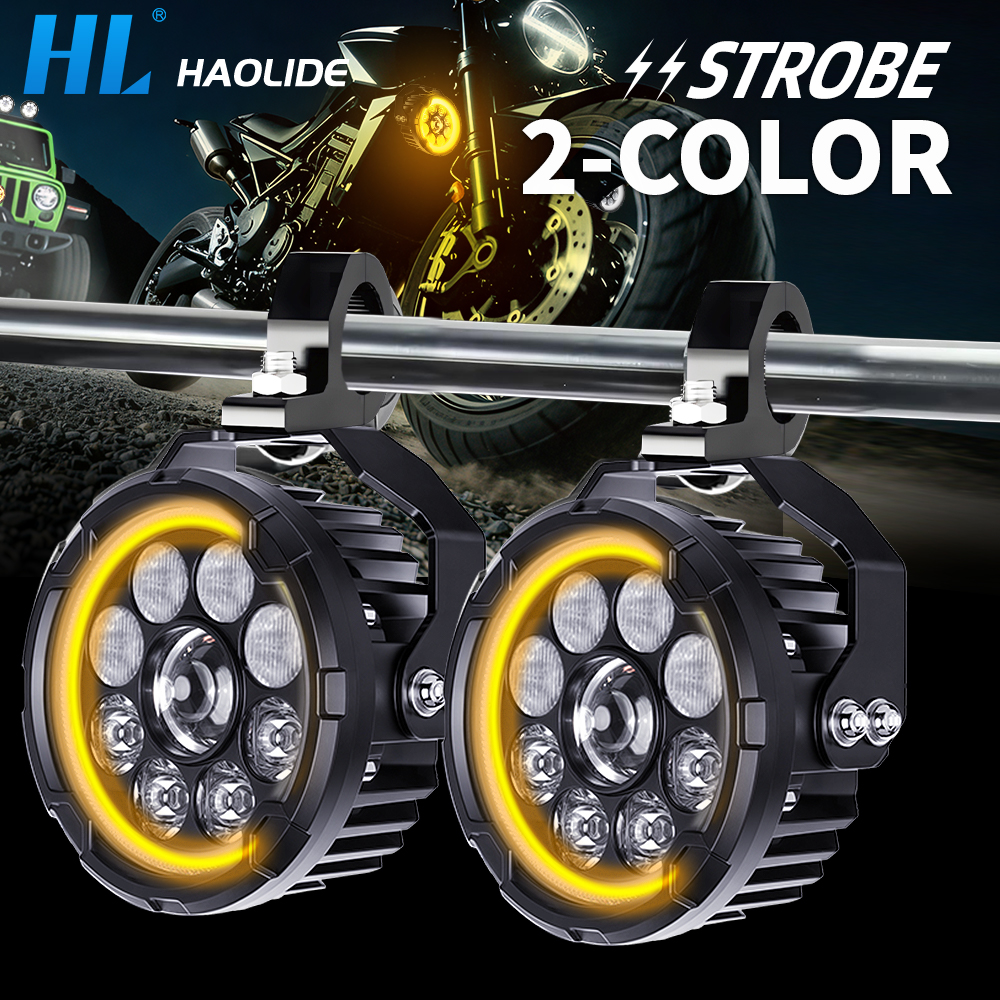 HAOLIDE 新 5 "LED ワークライト高低ビーム DRL フォグランプストロボ駆動ランプ BMW オートバイ SUV ATV オフロード使用 10-80V