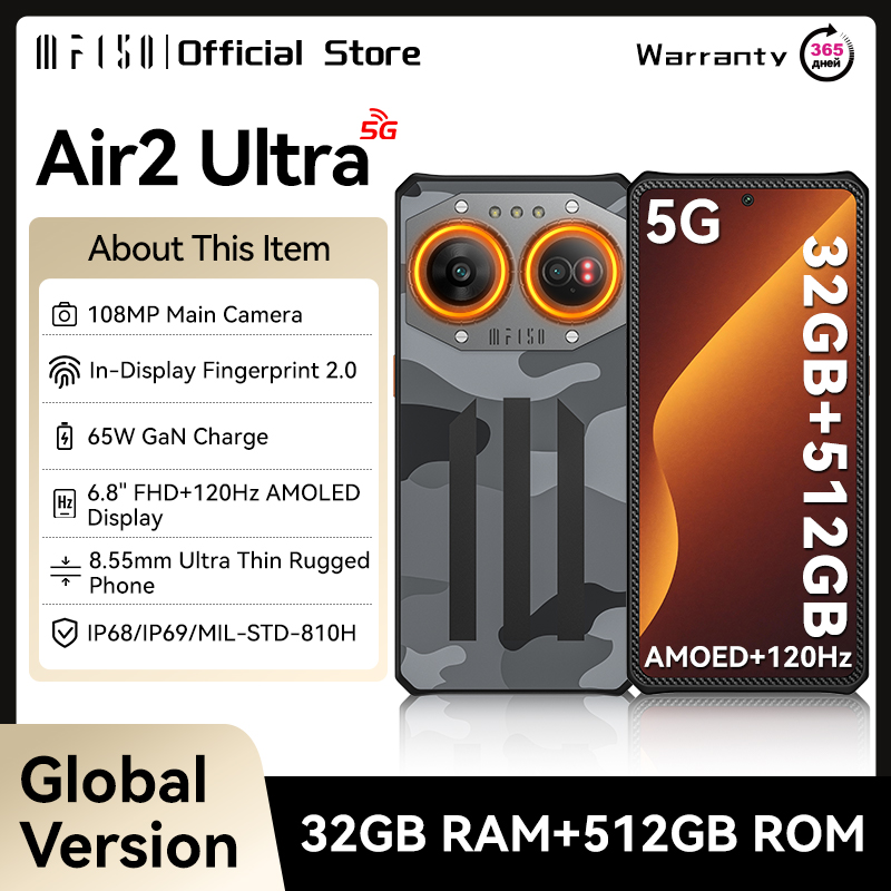 IIIF150 Air2 超頑丈なスマートフォン 5 グラム Android 携帯電話 Phohhe 6.8 ''FHD 120Hz AMOLED スクリーン 16 ギガバイト 512 ギガバイト 108MP カメラ電話