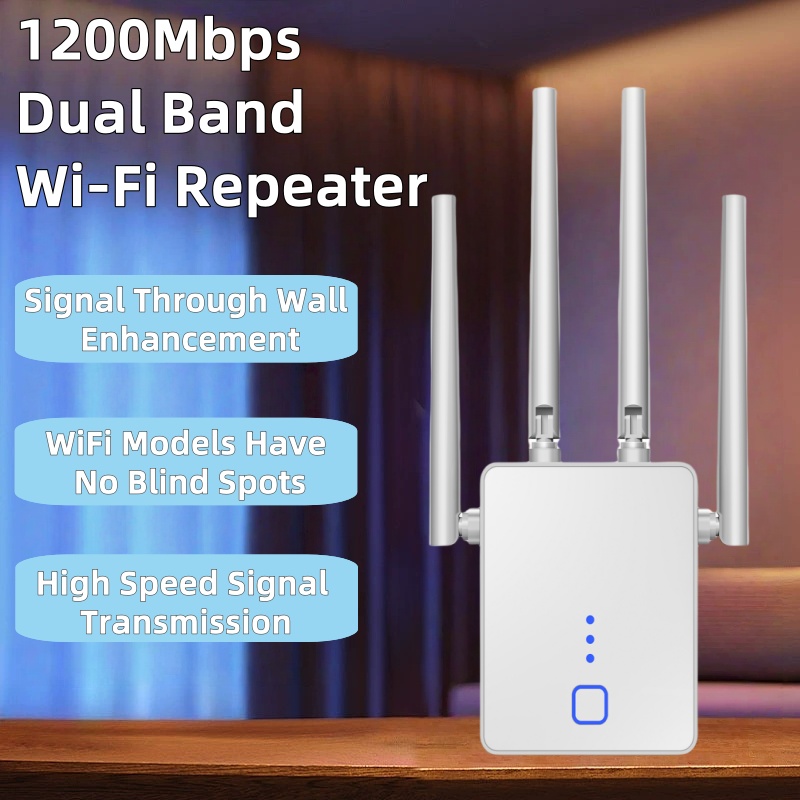 1200Mbps 5GHz WiFi リピーター ワイヤレス エクステンダー デュアル バンド Wifi 信号 Wi-Fi アンプ ルーター 長距離ブースター 高速バンド