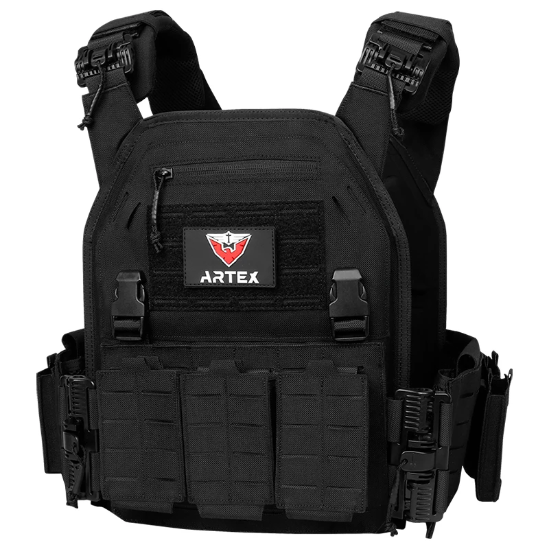 Artex 新しい戦闘ベスト 6094 クイック取り外し可能なライトレーザーカットタクティカルベスト黒ギアエアガンキャリア戦闘機器を運ぶ