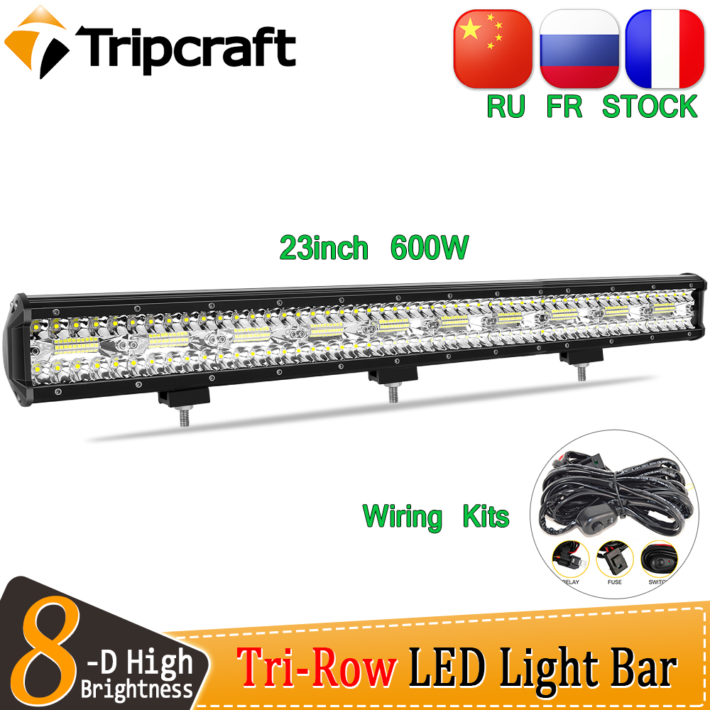 Tripcraft 3行LEDバー28インチ28インチLEDライトバーLEDワークライト600ワットコンボ車トラクターボートオフロード4x4トラックSUV ATV 12V 24V用