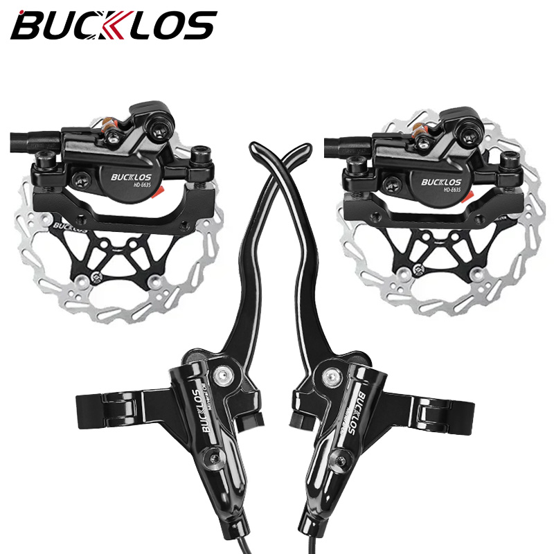 BUCKLOS 自転車油圧ブレーキセット 2 ピストン電源オフマウンテンバイクディスクブレーキ 1100/1800 ミリメートルディスクブレーキ E-バイクスクーター用