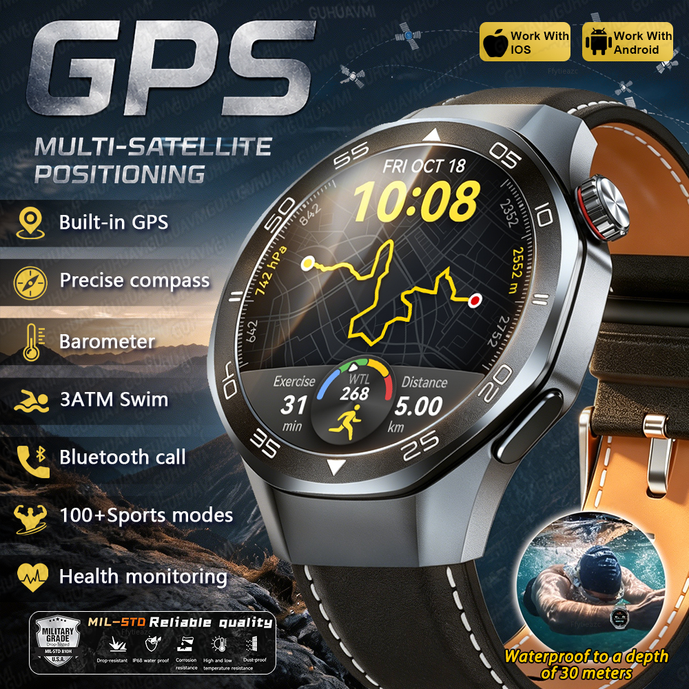新しいスマートウォッチ GPS 測位 3ATM 防水 GPS モーションコンパス男性 Bluetooth 通話血中酸素 170 スポーツブレスレット男性女性