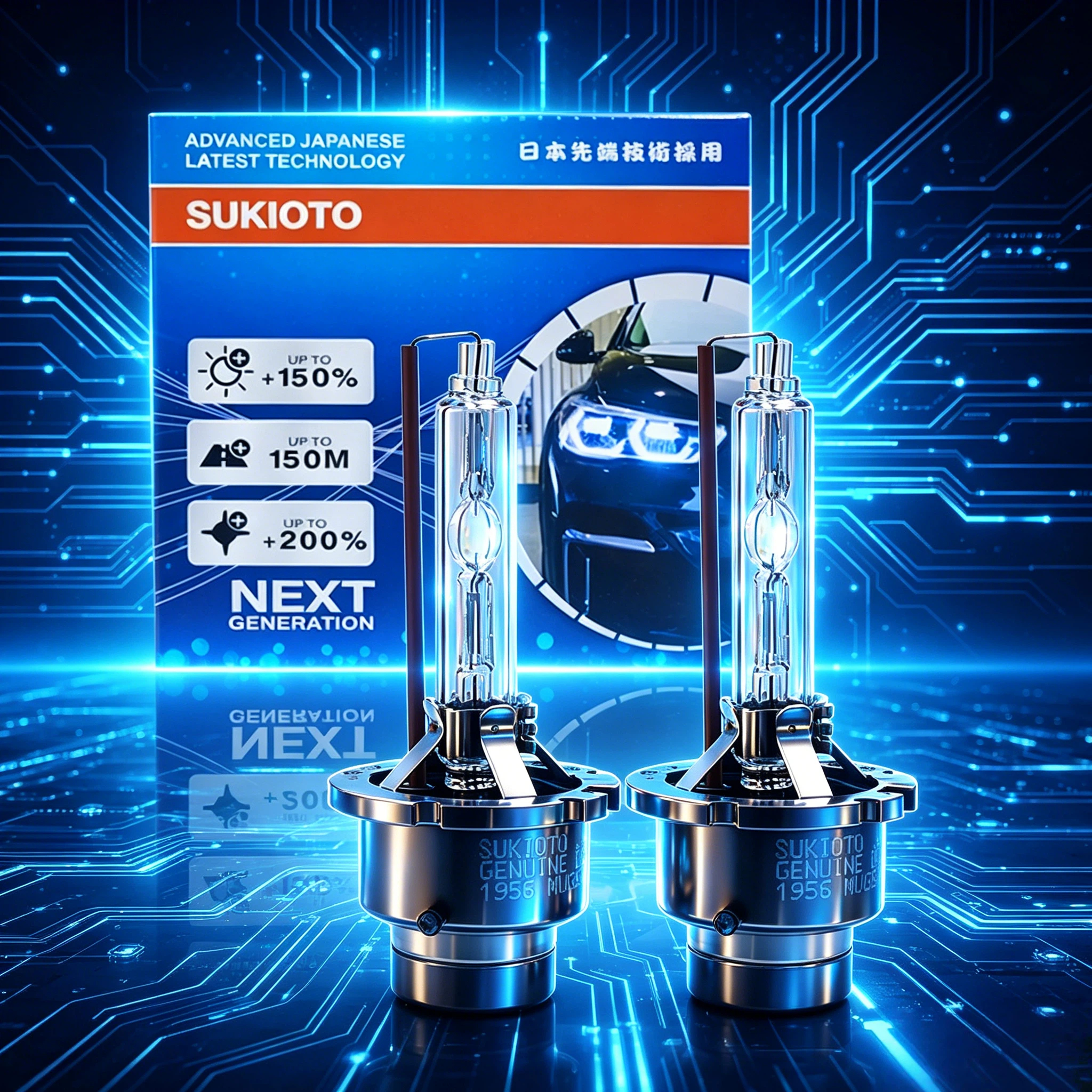 2 個純正 SUKIOTO 日本 D2R HID 85126 35 ワットキセノン標準ヘッドライト D4R 6000K D2S 5000K D4S 4300K D4R 8000K 車のヘッドランプライト