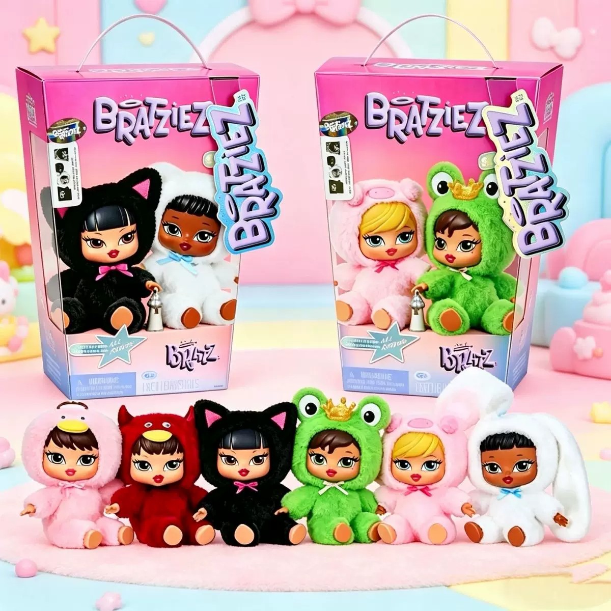 熱い！本物の Mga Bratz Bratziez キーホルダーブラインドボックスバニー衣装アニメフィギュア黒猫衣装ミステリーボックスモデル飾り