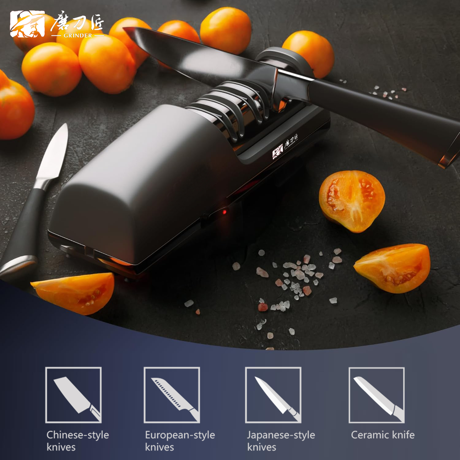 TAIDEA TG2403 電動ナイフシャープナー、キッチンシェフおよび家庭用ナイフ用の3段階プロフェッショナルシャープニングシステム