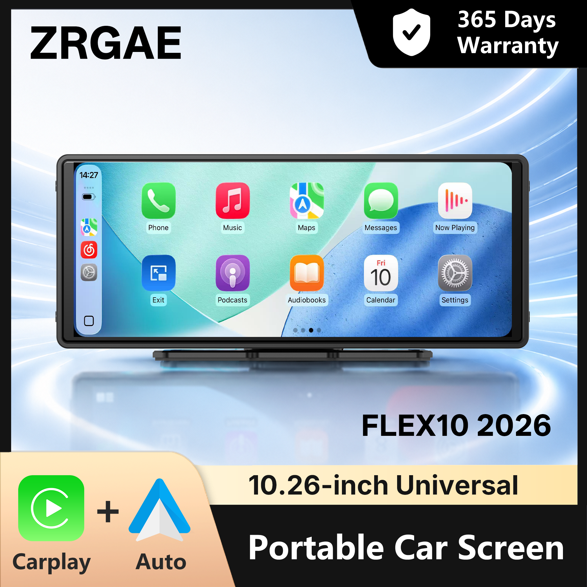 10.26 インチ Carplay スクリーンワイヤレス Carplay Android 自動ユニバーサルマルチメディアプレーヤースマート音声制御タッチスクリーン BT