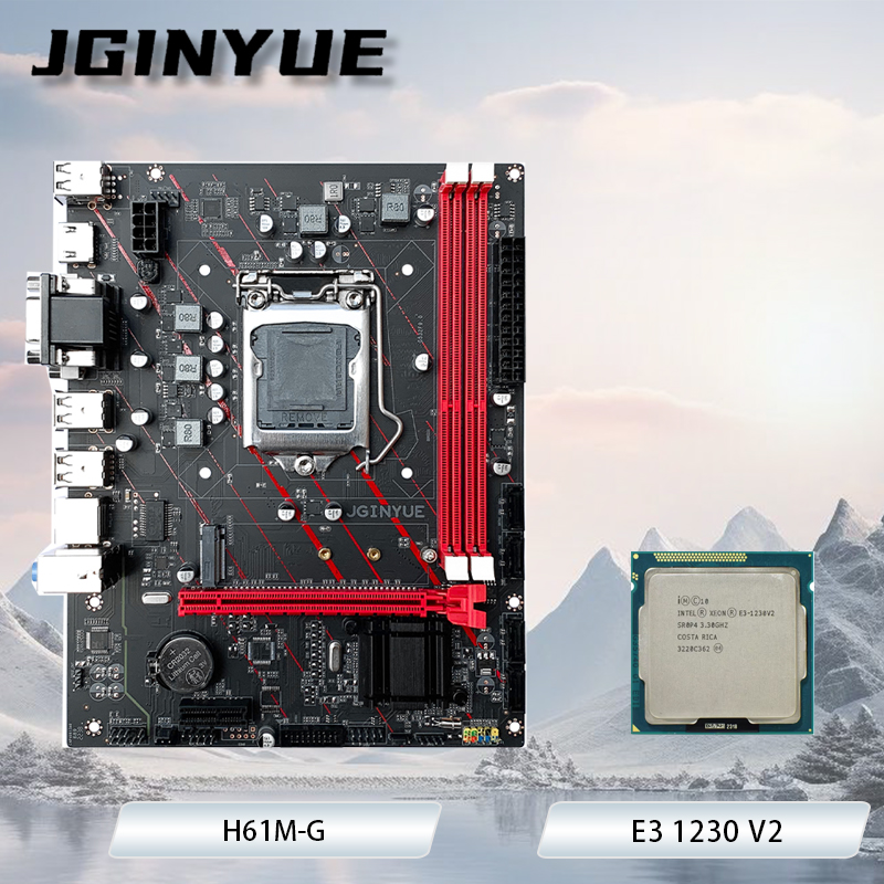 JGINYUE H61M-G マザーボードコンボ E3 1230 V2 4 コア 8 スレッド最大 16 ギガバイト DDR3 RAM キットデスクトップ PC オフィスビデオ MOBO