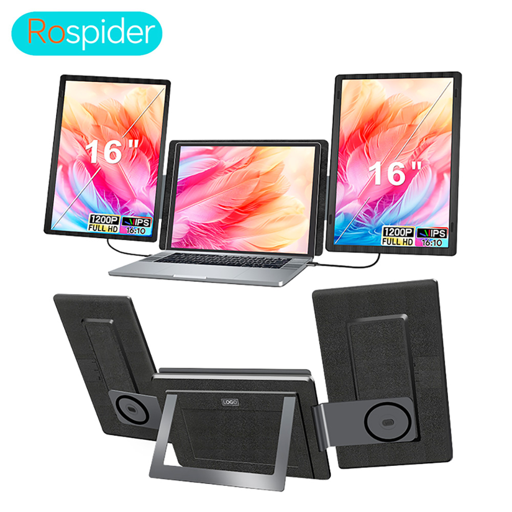 Rospider デュアル スクリーン ポータブル モニター エクステンダー ラップトップ用 回転可能 Type C HDMI MacBook Windows ゲーム用