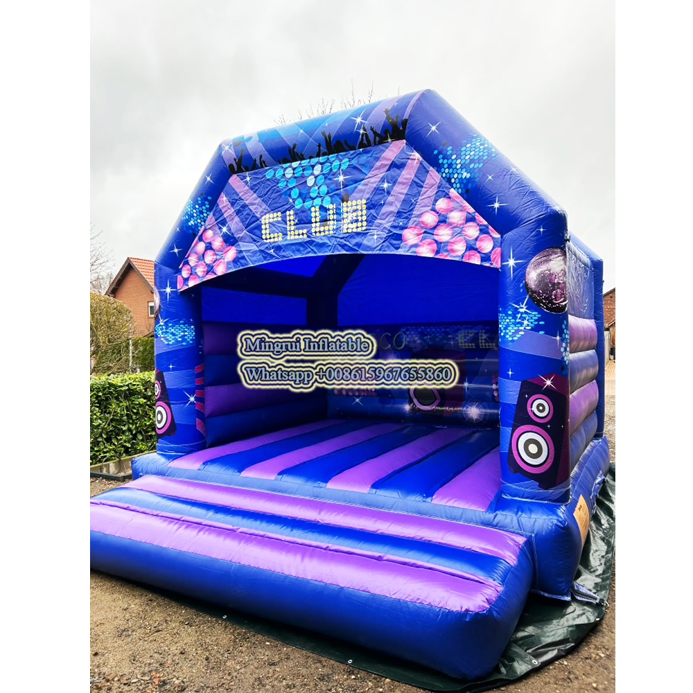 耐久性のあるパープル 4x4m 13x13ft インフレータブル ブルー ディスコ クラブ バウンサー ハウス 弾むハウス ダンシング ナイト用バウンス トランポリン