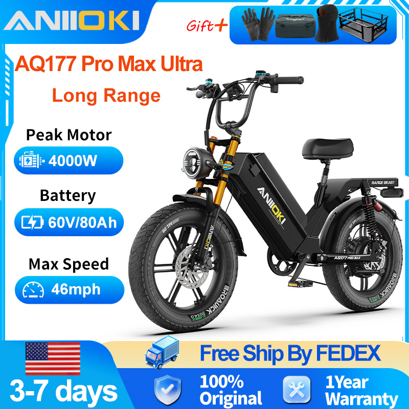 ANIIOKI 電動自転車 4000 ワットモーター電動自転車 60V 電動自転車大人用長距離 46mph AQ177 プロマックスウルトラ電動自転車ファットタイヤ 20 "*4"
