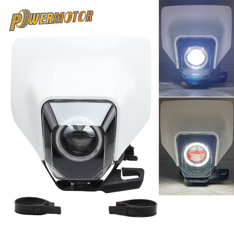 ハスクバーナ 701 オートバイヘッドライトプレート Led エンジェルアイズ TE 300 TC 250 FC FE TX 125-500 ダートバイクエンデューロモトクロスヘッドランプ