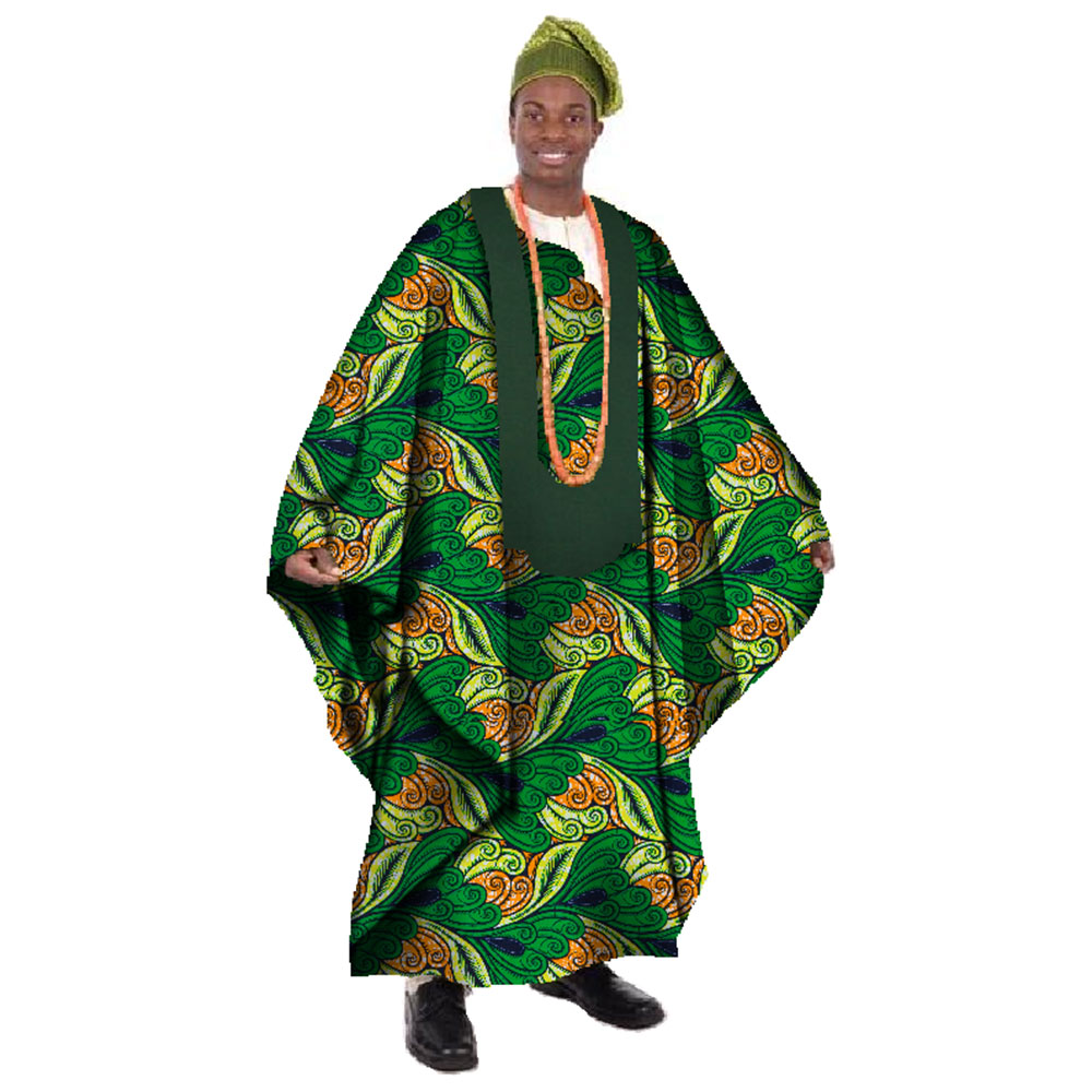 アフリカプリントワックス仕立てロング男性ルーズプラスサイズローブ Dashiki 服伝統的なアフリカメンズ O ネック服ローブ WYN21