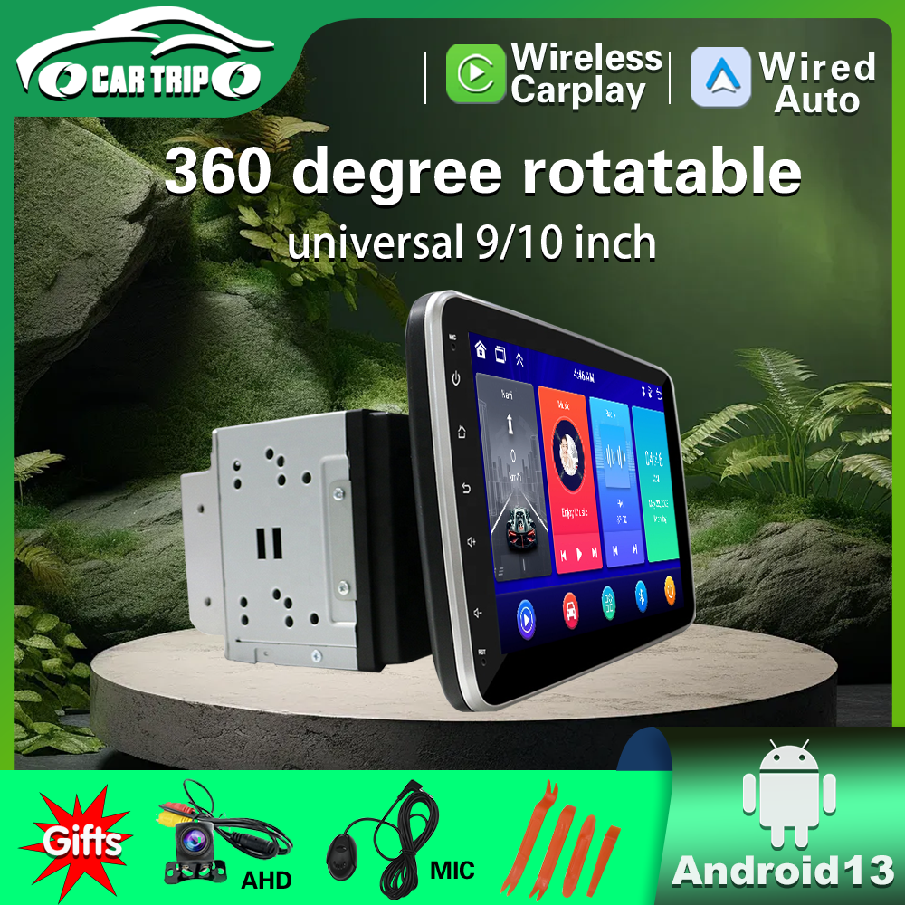 9\10インチ 2DIN 360°回転可能なユニバーサルマルチメディアビデオプレーヤーカーラジオ CarPlay Android 13 自動 WiFi 4G GPS ナビゲーション BT5