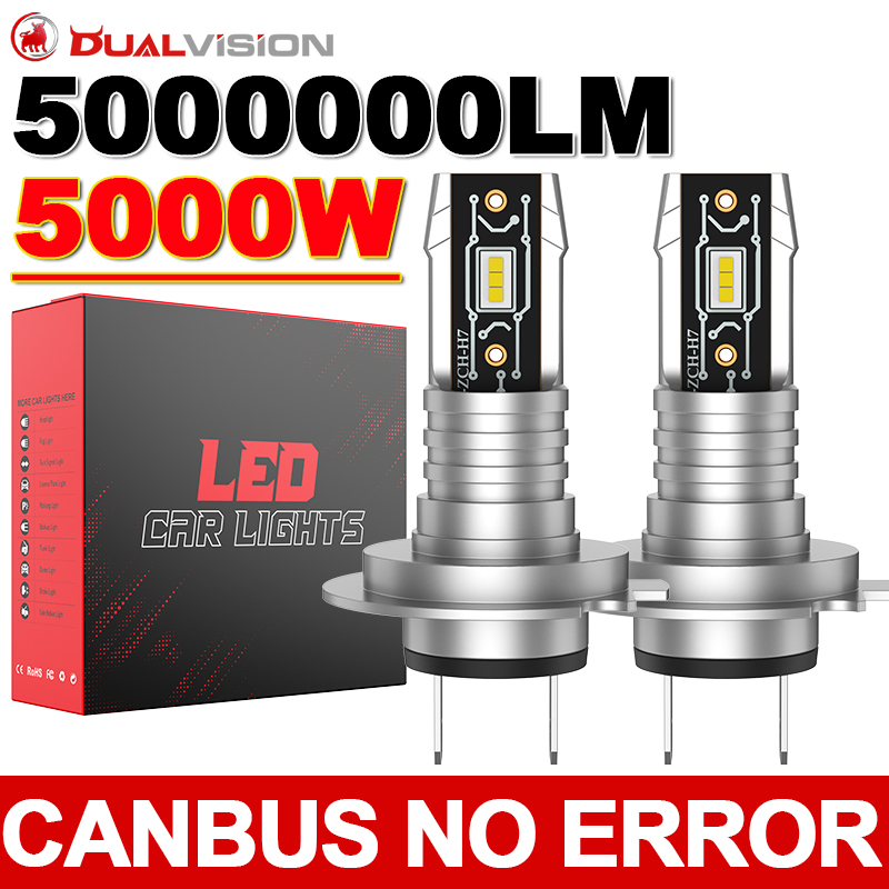 Dualvision H7 LED CANBUS ライト ミニ ヘッドランプ 1:1 サイズ ワイヤレス H7 車 LED ヘッドライト電球エラーフリー ファン付き 12V 6000K ホワイト