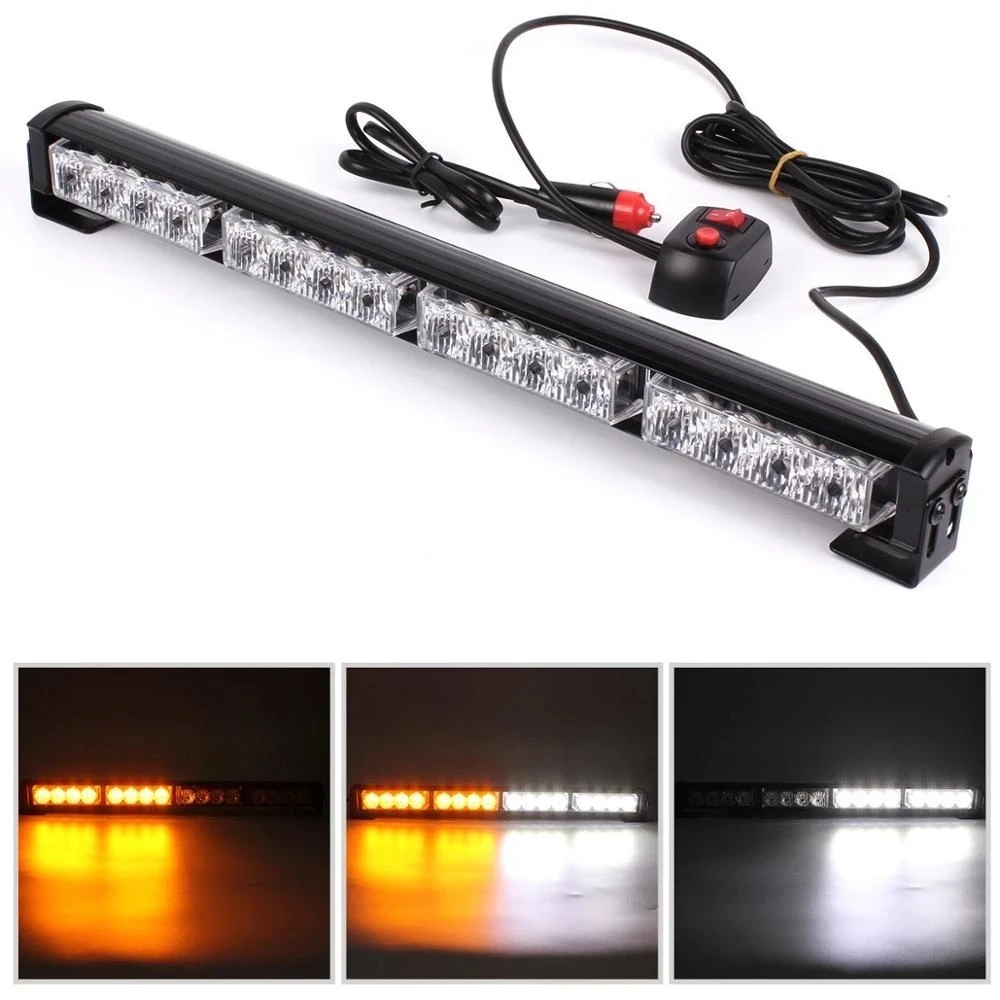 車の緊急ビーコンライト 12V 16 LED トラック緊急ストロボ消防士警察点滅警告灯バー赤青黄信号