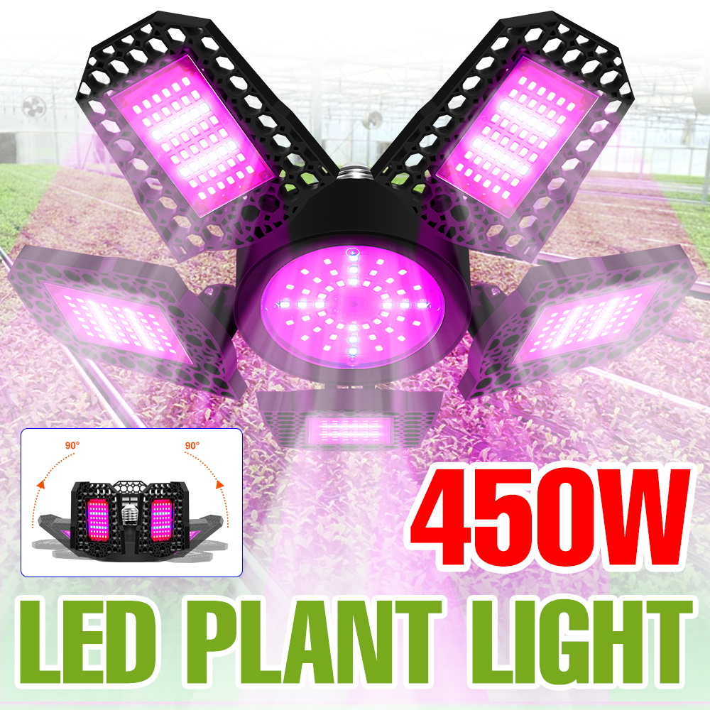 450 ワット LED フルスペクトル成長電球 E27/E26 折りたたみ式屋内植物フィルランプ温室テント種子野菜花栽培照明