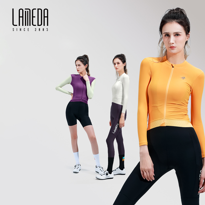 LAMEDA プロフェッショナルサイクリングジャージ女性 UPF50 タイト長袖速乾性通気性ロードバイクトップ衣類