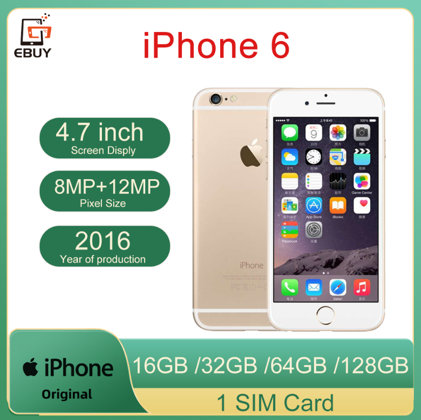 オリジナル Apple iPhone 6 iPhone6 4.7 "IOS A8 8MP ROM16/64/128GB デュアルコア指紋認証 4G LTE ロック解除済み携帯電話