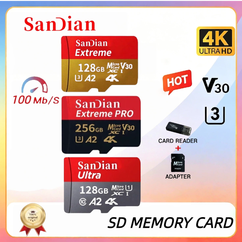 高速256GB TFカード 128GBマイクロメモリーカード Class10 U3 A2フラッシュミニSDカード（ドローン、スマートフォン、ダッシュカム、セキュリティカメラ用）