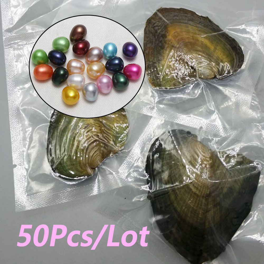 50 ピース/ロット真空パックオイスターウィッシュパール約 7-8 ミリメートル淡水真珠オイスター DIY ジュエリーアクセサリーギフト高品質パールビーズ