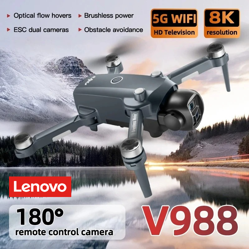 レノボ新 V988 ドローン 5.6 インチ大画面リモコン 4K 8K プロ HD カメラ 5G WIFI ブラシレス RC クワッドコプタードローン