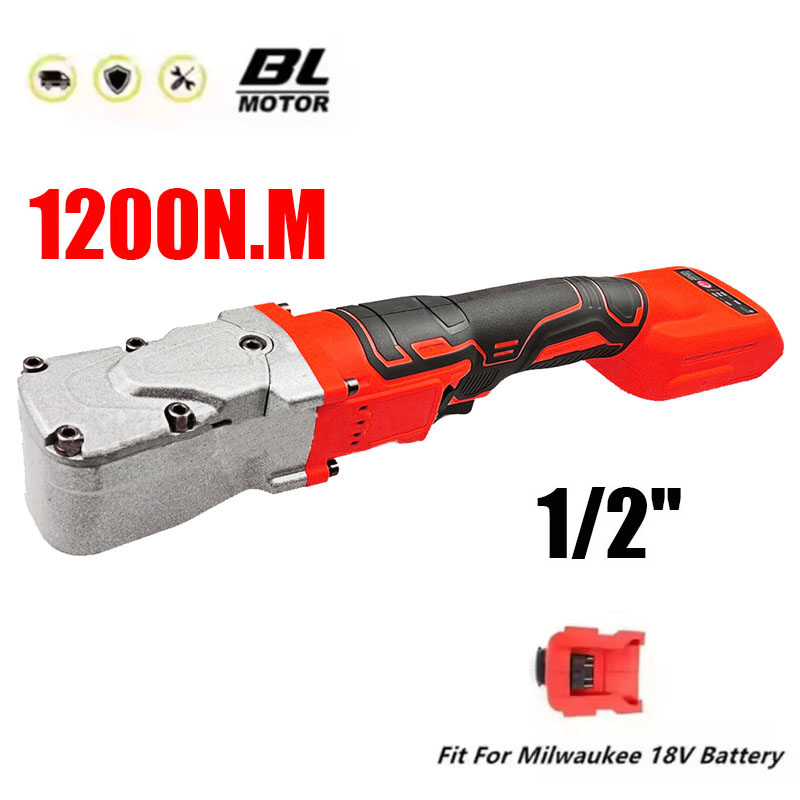 For Milwaukee 18V Battery Electric Ratchet Wrench 1200NM 1/2'' Cordless Driver 2 Gears Brushless Removal Screw Nut Power Tools