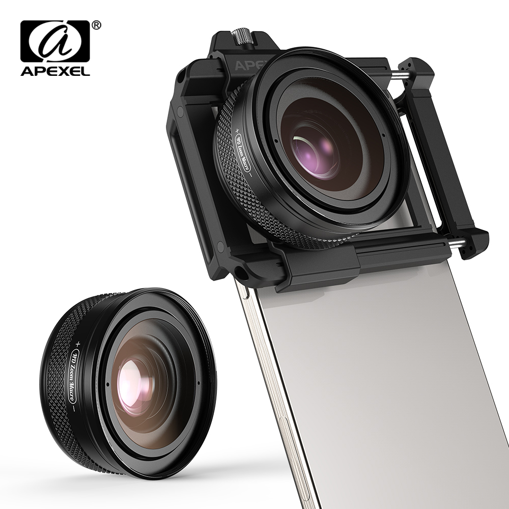 APEXEL 10-20X ズームマクロレンズ HD マイク電話カメラレンズは iPhone Samsung のすべてのスマートフォンの目のマクロ写真撮影をサポートします