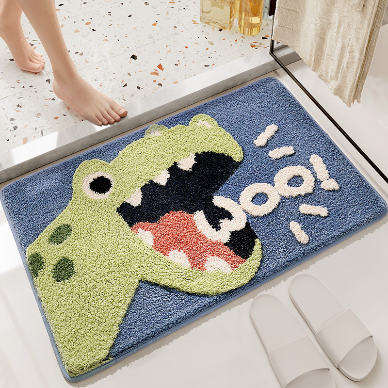 40*60 センチメートルバスマットかわいいライオン恐竜ワニ浴室カーペット植毛防水ノンスリップシャワーラグ玄関ドア足マット